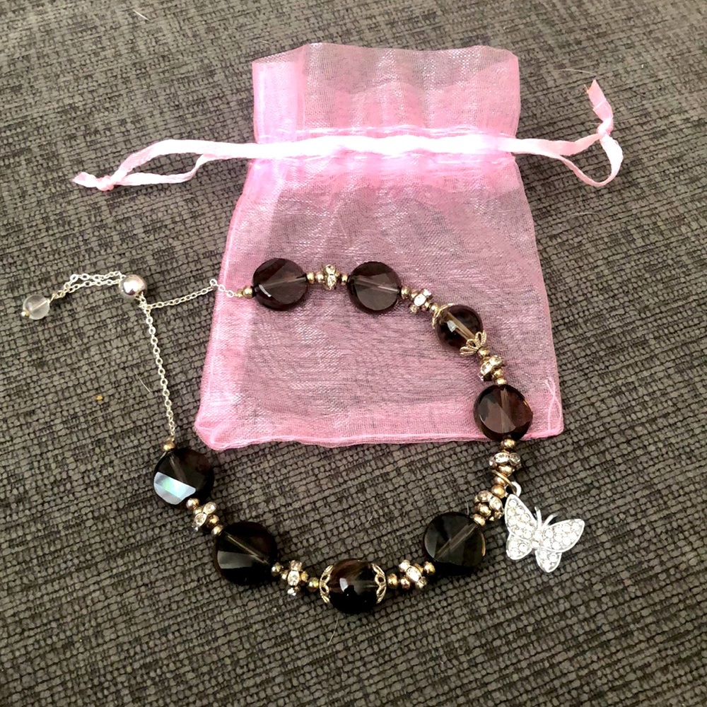 Crystal bracelet with butterfly charm! 🦋